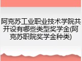 阿克苏工业职业技术学院共开设有哪些类型奖学金(阿克苏职院奖学金种类)