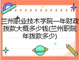 兰州职业技术学院一年财政拨款大概多少钱(兰州职院年拨款多少)