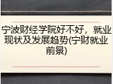 宁波财经学院好不好，就业现状及发展趋势(宁财就业前景)