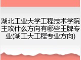 湖北工业大学工程技术学院主攻什么方向有哪些王牌专业(湖工大工程专业方向)