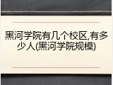 黑河学院有几个校区,有多少人(黑河学院规模)