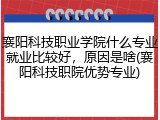 襄阳科技职业学院什么专业就业比较好，原因是啥(襄阳科技职院优势专业)