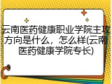 云南医药健康职业学院主攻方向是什么，怎么样(云南医药健康学院专长)