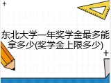 东北大学一年奖学金最多能拿多少(奖学金上限多少)