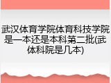 武汉体育学院体育科技学院是一本还是本科第二批(武体科院是几本)