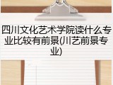 四川文化艺术学院读什么专业比较有前景(川艺前景专业)