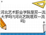 河北艺术职业学院是双一流大学吗?(河北艺院是双一流吗)