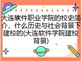 大连软件职业学院的校史简介，什么历史与社会背景下建校的(大连软件学院建校背景)