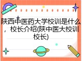 陕西中医药大学校训是什么，校长介绍(陕中医大校训校长)
