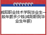 咸阳职业技术学院毕业生一般年薪多少钱(咸阳职院毕业生年薪)