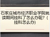 石家庄城市经济职业学院就读期间挂科了怎么办呢？(挂科怎么办)
