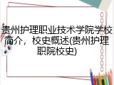 贵州护理职业技术学院学校简介，校史概述(贵州护理职院校史)