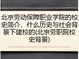 北京劳动保障职业学院的校史简介，什么历史与社会背景下建校的(北京劳职院校史背景)