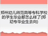 郑州幼儿师范高等专科学校的学生毕业都怎么样了(郑幼专毕业生去向)