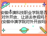 安徽中澳科技职业学院是否对外开放，让进去参观吗？(安徽中澳学院对外开放吗)