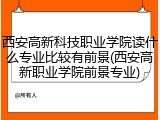 西安高新科技职业学院读什么专业比较有前景(西安高新职业学院前景专业)