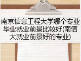 南京信息工程大学哪个专业毕业就业前景比较好(南信大就业前景好的专业)