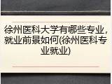 徐州医科大学有哪些专业，就业前景如何(徐州医科专业就业)