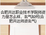 合肥共达职业技术学院师资力量怎么样，名气如何(合肥共达师资名气)