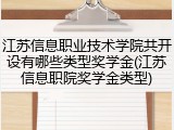 江苏信息职业技术学院共开设有哪些类型奖学金(江苏信息职院奖学金类型)