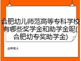 合肥幼儿师范高等专科学校有哪些奖学金和助学金呢(合肥幼专奖助学金)