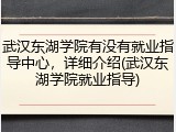 武汉东湖学院有没有就业指导中心，详细介绍(武汉东湖学院就业指导)
