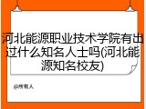 河北能源职业技术学院有出过什么知名人士吗(河北能源知名校友)