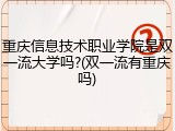 重庆信息技术职业学院是双一流大学吗?(双一流有重庆吗)