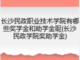 长沙民政职业技术学院有哪些奖学金和助学金呢(长沙民政学院奖助学金)