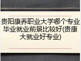贵阳康养职业大学哪个专业毕业就业前景比较好(贵康大就业好专业)