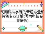 闽南科技学院的普通专业和特色专业详解(闽南科技专业解析)