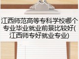 江西师范高等专科学校哪个专业毕业就业前景比较好(江西师专好就业专业)