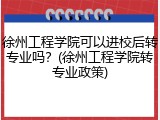 徐州工程学院可以进校后转专业吗？(徐州工程学院转专业政策)