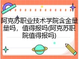 阿克苏职业技术学院含金量量吗，值得报吗(阿克苏职院值得报吗)