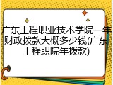 广东工程职业技术学院一年财政拨款大概多少钱(广东工程职院年拨款)