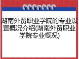 湖南外贸职业学院的专业设置概况介绍(湖南外贸职业学院专业概况)