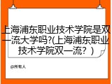 上海浦东职业技术学院是双一流大学吗?(上海浦东职业技术学院双一流？)