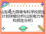山东电力高等专科学校招生计划详细分析(山东电力专科招生分析)