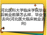 河北医科大学临床学院毕业后就业前景怎么样，毕业生去向(河北医大临床就业去向)