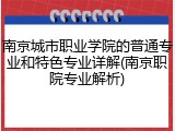 南京城市职业学院的普通专业和特色专业详解(南京职院专业解析)