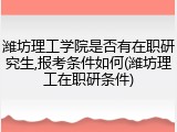 潍坊理工学院是否有在职研究生,报考条件如何(潍坊理工在职研条件)