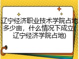 辽宁经济职业技术学院占地多少亩，什么情况下成立(辽宁经济学院占地)