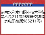 湖南水利水电职业技术学院是不是211或985高校(湖南水电职校属985211吗)