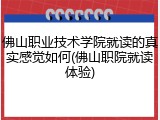 佛山职业技术学院就读的真实感觉如何(佛山职院就读体验)