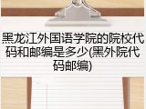 黑龙江外国语学院的院校代码和邮编是多少(黑外院代码邮编)