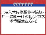 北京艺术传媒职业学院毕业后一般能干什么呢(北京艺术传媒就业方向)