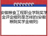 安徽粮食工程职业学院奖学金评定细则是怎样的(安徽粮院奖学金细则)