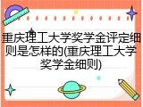 重庆理工大学奖学金评定细则是怎样的(重庆理工大学奖学金细则)