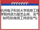 杭州电子科技大学信息工程学院师资力量怎么样，名气如何(杭电信工师资名气)