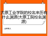 太原工业学院的校名来历有什么渊源(太原工院校名渊源)